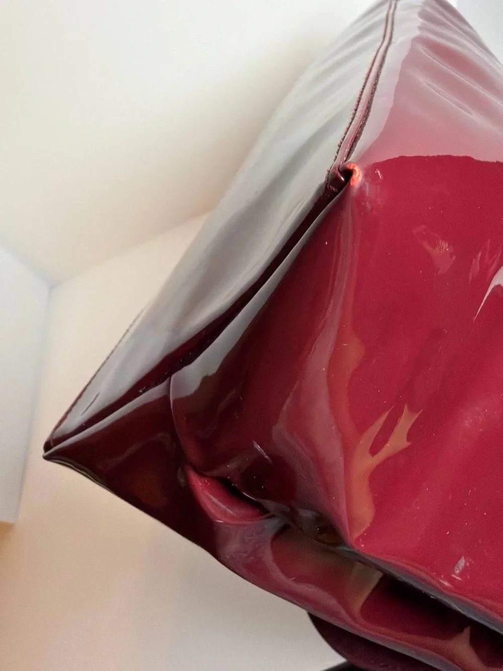 Salvatore Ferragamo Gancini Burgundy Glossy Patent Leather Shoulder Bag